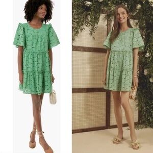 Tuckernuck Green Eyelet Mini Dress
